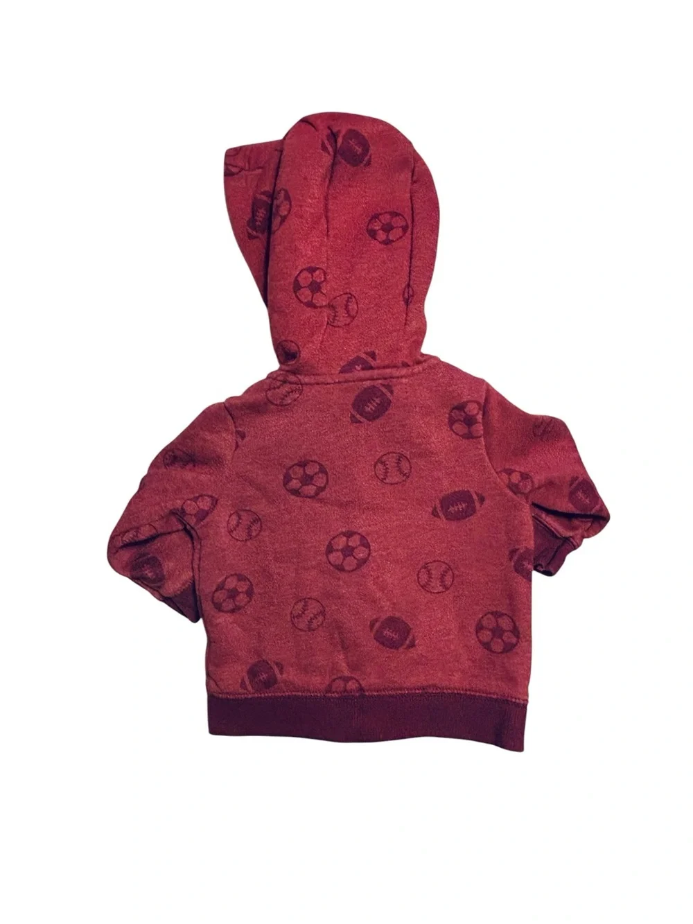 Carter's Red Hooded Zip Sweatshirt with Sports Ball Motif 6M 4 0575